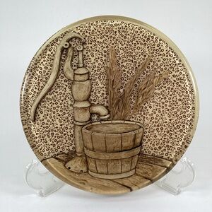 Vintage Lucite Acrylic Trivet 1970’s Dried Wheat 8” Round